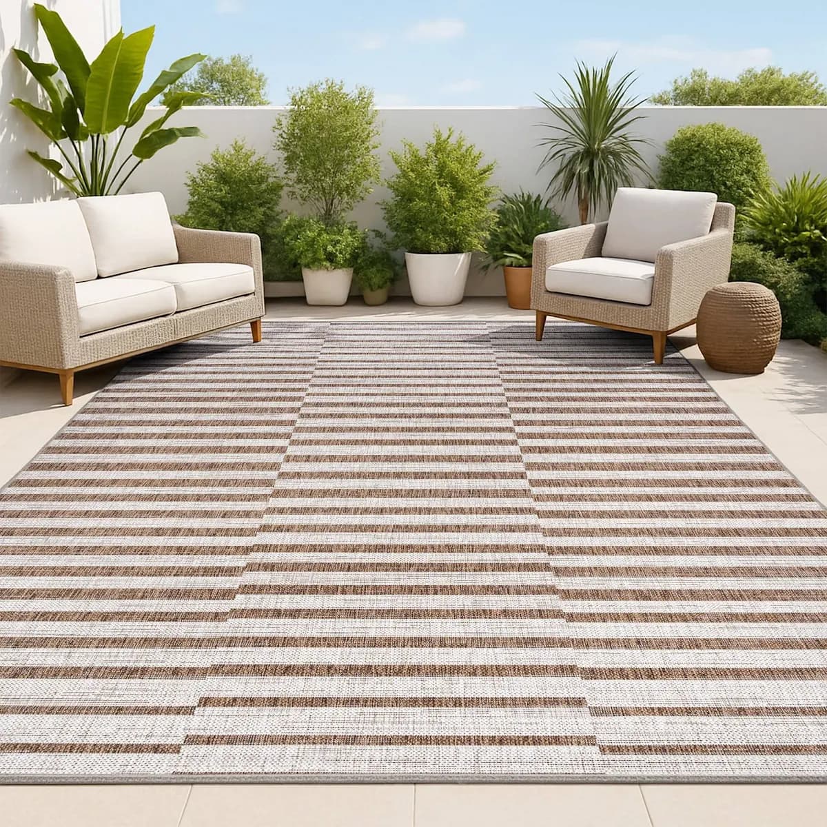 JONATHAN Y Sukie Modern Offset Stripe Indoor/Outdoor Area Rug
