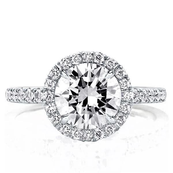 Sterling Silver Round Cut Halo Engagement Ring