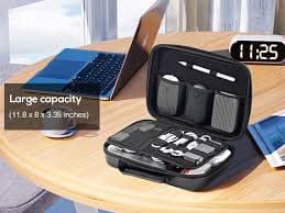 ProCase Hard Travel Electronic Organizer Case for MacBook Power Adapter Chargers Cables Power Bank Apple Magic Mouse Apple Pencil USB Flash Disk SD Card Small Portable Accessories Bag -XL Black: Buy Online