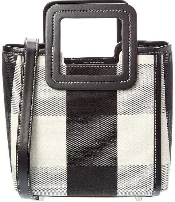 STAUD Mini Shirley Plaid Tote with Shoulder Strap