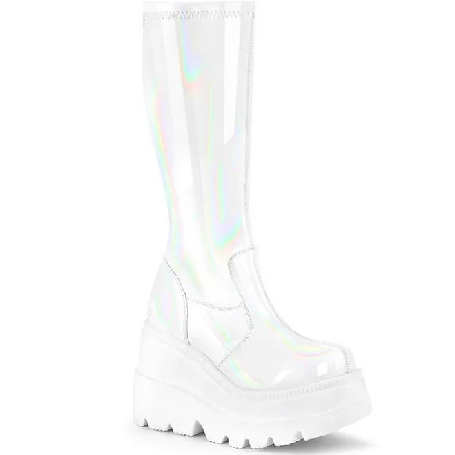 Hologram 4 1/2" Platform Knee High Boots