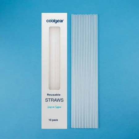 Cool Gear 10-Pack Clear Reusable Drinking Straws