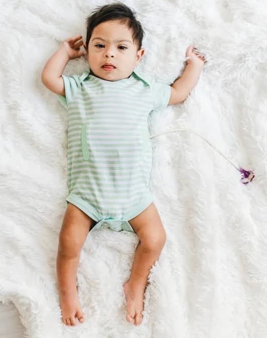 Spoonie Threads Mint Stripe Short-Sleeve G- Tube Bodysuit
