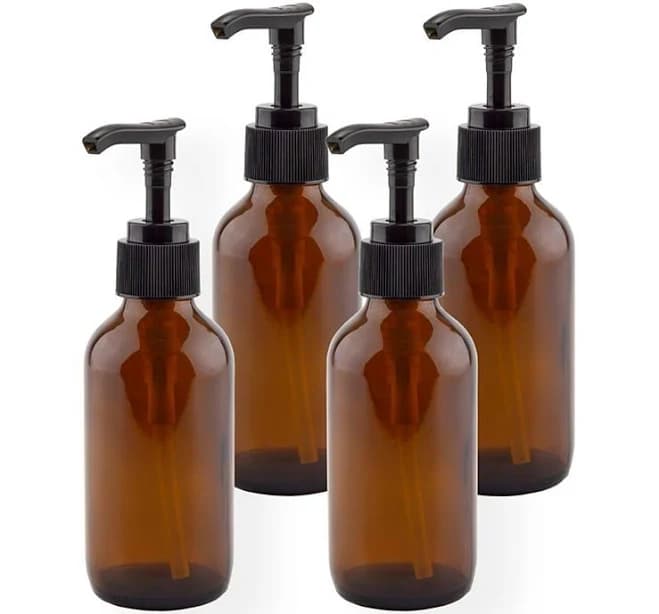Cornucopia 4oz Amber Glass Pump Bottles (4-Pack)