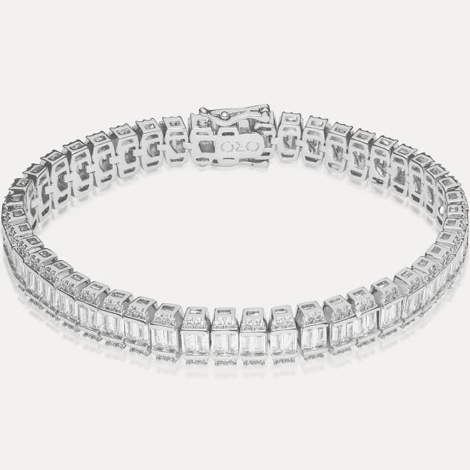 Men's Men’s Diamond Baguette Tennis Bracelet — Hommes Oro