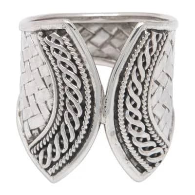 Sterling Silver Woven Texture Band Ring