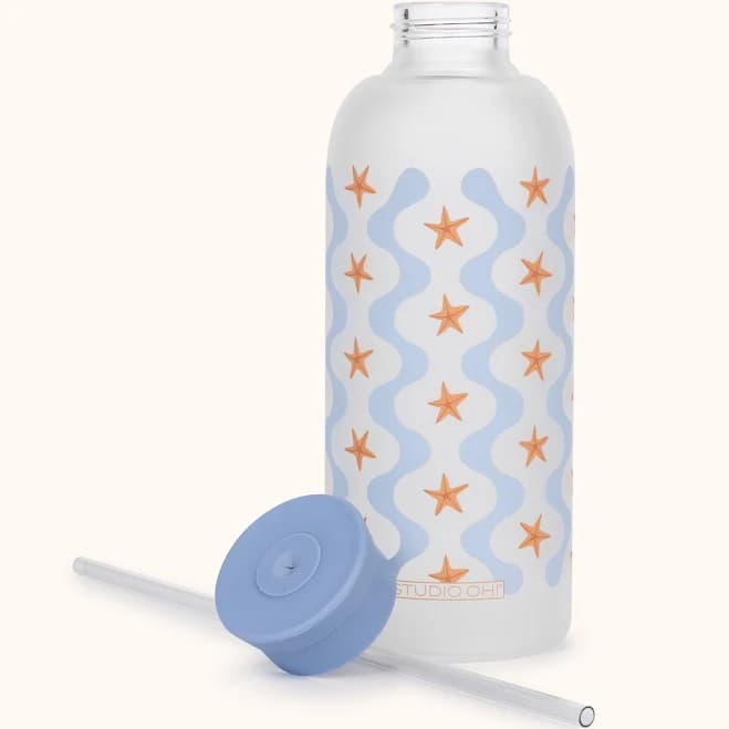 Studio Oh! New Glass Water Bottle with Straw