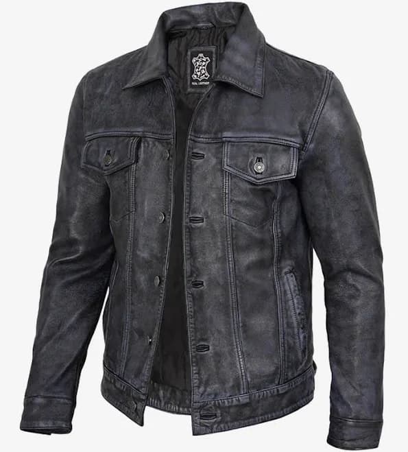 Men's Lambskin Leather Trucker Jacket