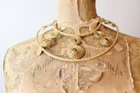 1970s EGYPTIAN Gold Bib CHOKER MASSIVE Necklace | New Spring Summer - Etsy