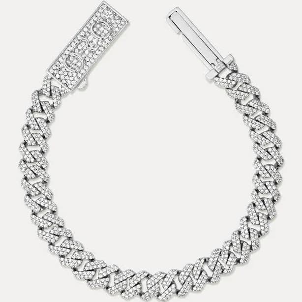 Hommes Oro Men's Iced Out Prong Cuban Bracelet