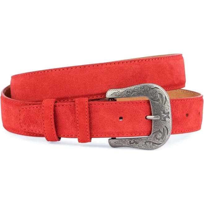 Western Leather Belt with Floral Engrave