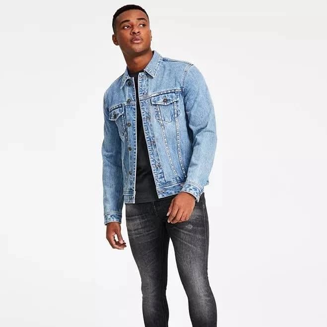 GUESS Men's Dillon Studded Denim Jacket