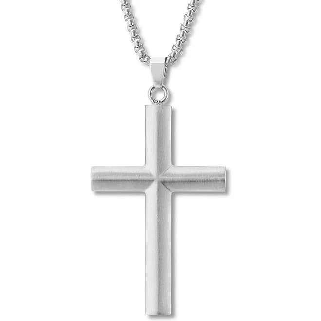 LYNX Men's 24" Stainless Steel Cross Pendant Necklace