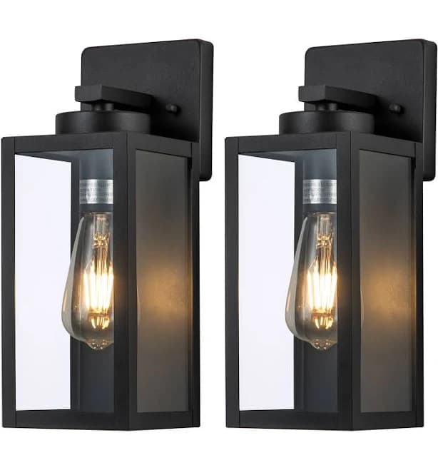 C Cattleya 2-Pack 1-Light Matte Black Hardwired Outdoor Wall Lantern