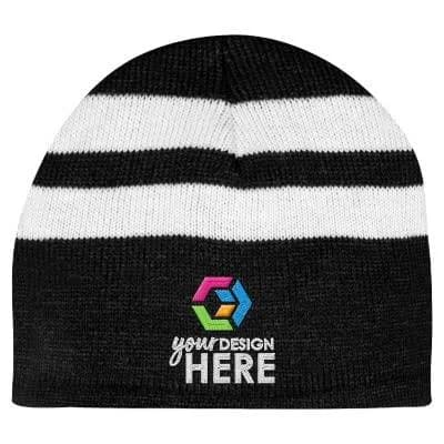 Port & Co. Fleece-Lined Striped Beanie Cap