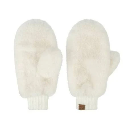 Funky Junque Women's Faux Fur Sherpa Mittens with Finger Flap