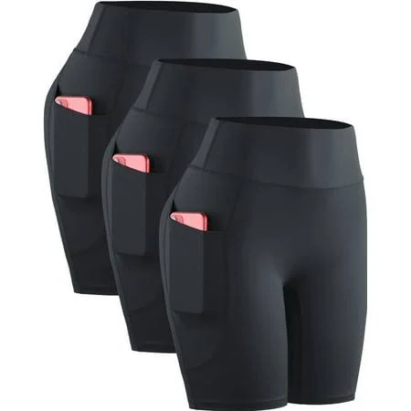 Women's High Waist Yoga Shorts with Pockets (3 Pack)