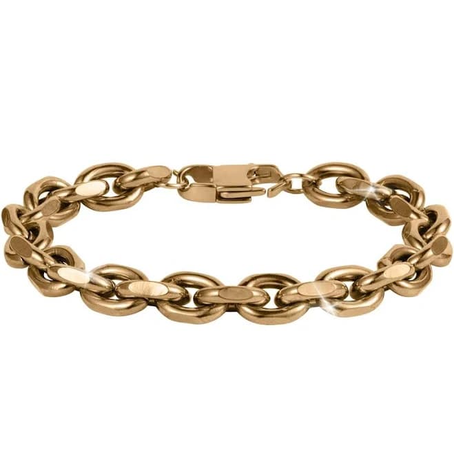 Apex Classic Heavyweight Interlocking Links Chain Bracelet in Yellow Gold Finish