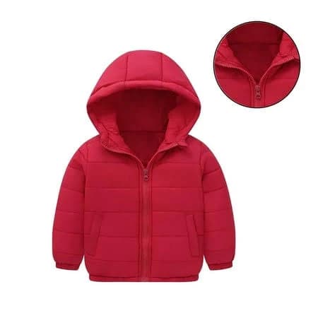 HUANYAAA Girl Winter Coat Hooded Puffer Jacket Boys Red Puffer Coat Full-Zip Long Sleeve Waterproof Girls Thicken Jacket Girls Fall Jacket 7-8 Years,