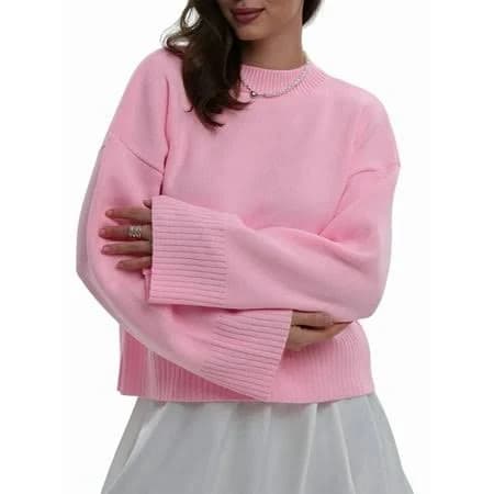Women's Oversized Sweaters Fuzzy Chunky Warm Pullover Sweater Pink L, Size: Large