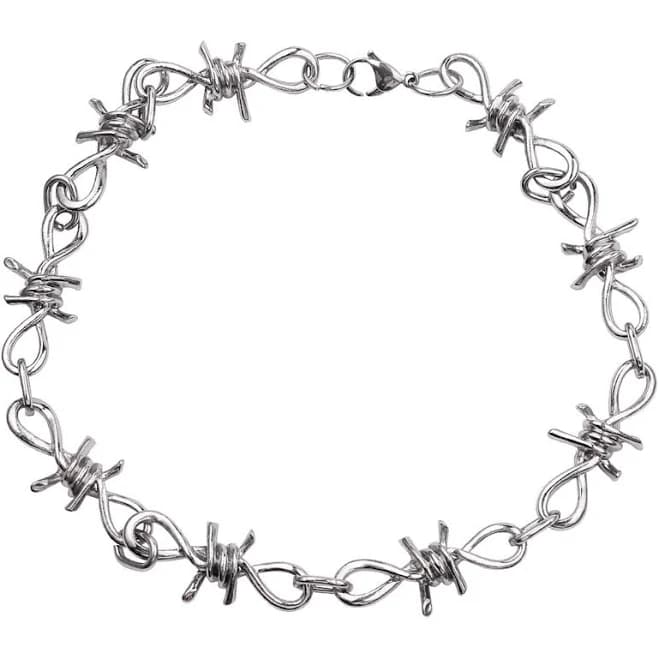 Unisex Gothic Thorns Choker Necklace - 20inches Hip Hop Barbed Alloy