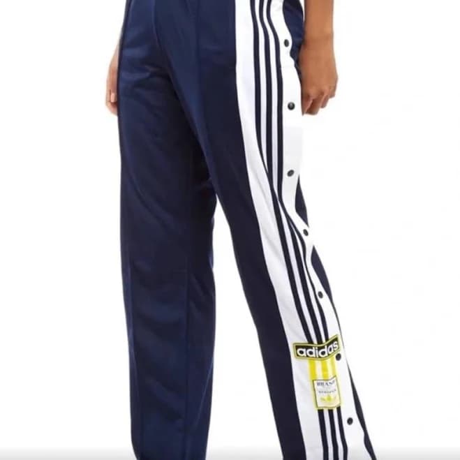 Adidas Women’s Navy Blue And White Stripe Track Pants – Rosé BLACKPINK Style - L