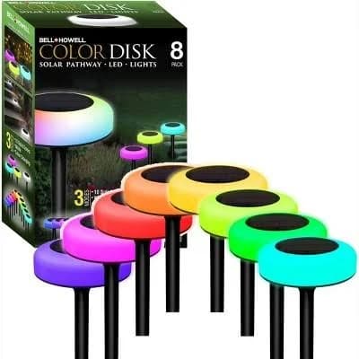 Bell + Howell Solar Powered Color Changing Disk Lights (8-Pack)