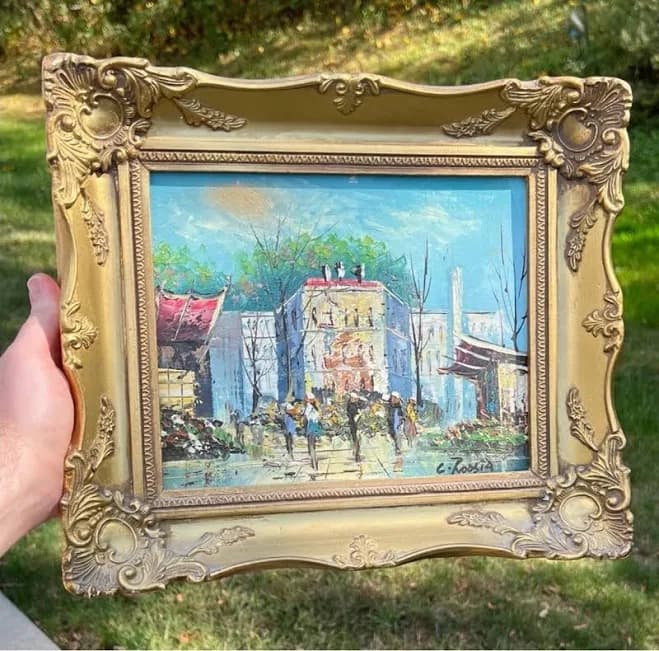 Vintage Ornate Gold Framed Landscape Oil Painting Signed Hollywood
