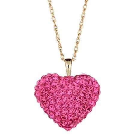 Avora 10K Yellow Gold Crystal Heart Pendant Necklace with 18" Chain Women's