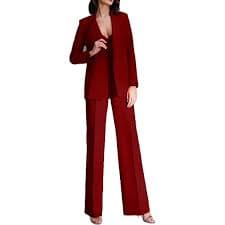 Amazon.com: Cdkoke Women's Two Pieces Suit Notch Lapel Two Buttons for Casual Christmas Tuxedos Red : Clothing, Shoes & Jewelry