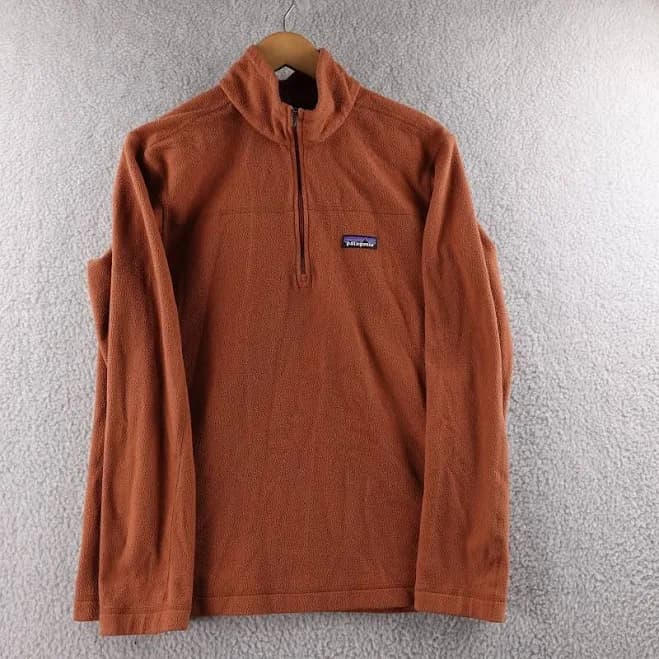 Patagonia Fleece Pullover Quarter Zip Rust Orange Men's Size Medium
