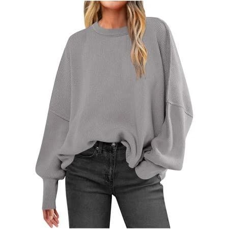 Women's Oversized Drop Shoulder Crewneck Sweater