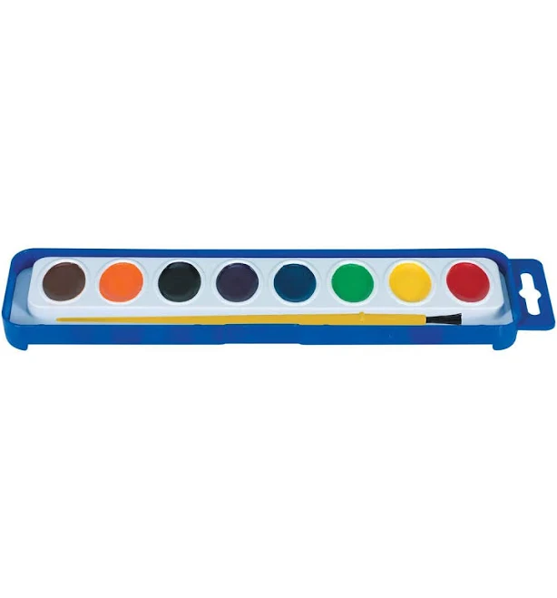 Kaplan Early Learning Company Watercolor Paint Trays with Brush (Set of 12)