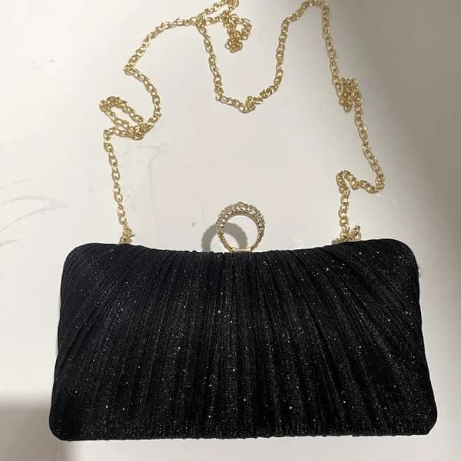 La IWish Sparkly Ring Handle Chain Strap Clutch