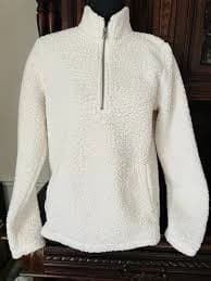 Abercrombie & Fitch Cream Ivory Sherpa Sweater Womens Quarter Zip Pullover Small