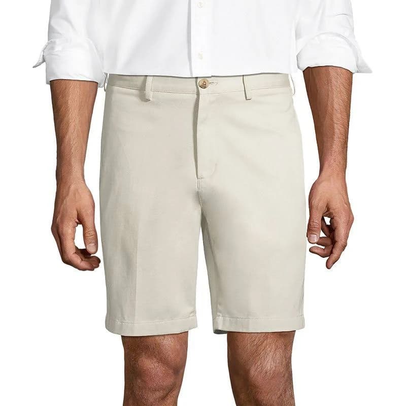 Lands' End Men's No Iron 9" Plain Front Chino Short