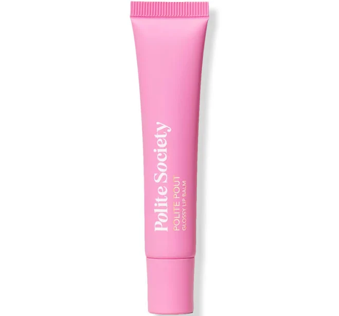 Polite Society Polite Pout Glossy Lip Balm Pink Grape Fruit 0.5 Oz Full Size