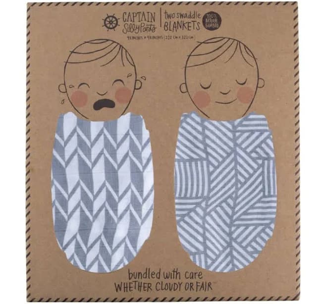 Grey Geometric Cascade Swaddle Set