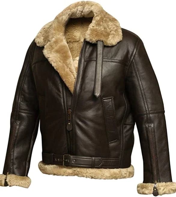 Alberto Men's B3 Shearling Aviator Leather Bomber Jacket