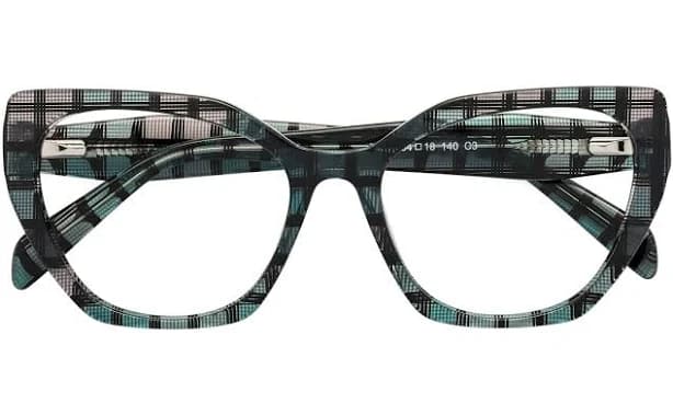 Grid Hipster Acetate Cat-Eye Geometric Eyeglasses