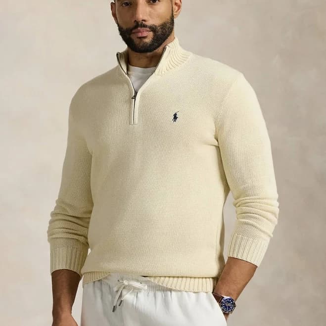 Polo Ralph Lauren Men's Big & Tall Cotton Quarter-Zip Sweater