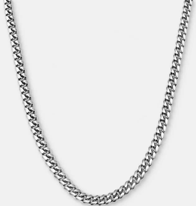 Men Silver 5mm Cuban Link Chain