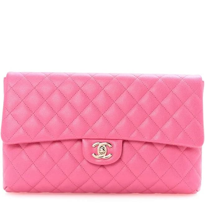 CHANEL Quilted Leather Double Flap Shoulder Bag with Chain