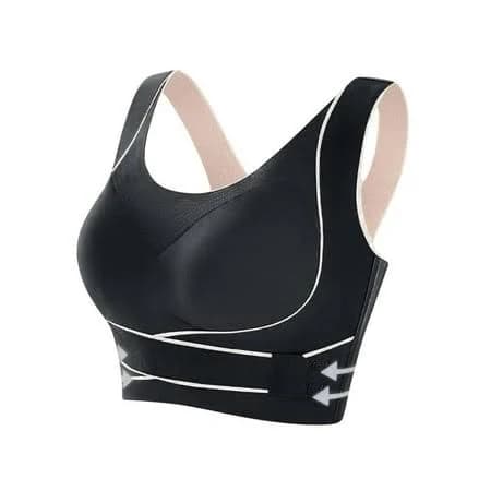 Fengactive Women's Front Criss Cross Sports Bra No Underwire Breathable Push Up Comfortable High Elastic Yoga Bra, Size: Large, Black