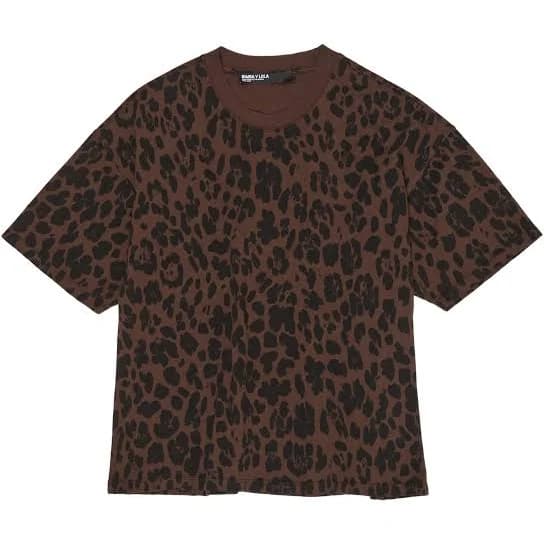 BIMBA Y Lola Leopard Print Boxy T-Shirt