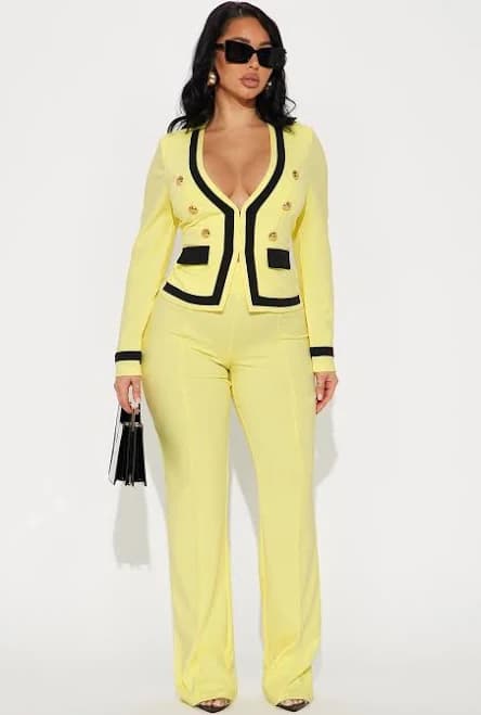 Fashion Nova Long Sleeve Blazer and Wide Leg Pant Set