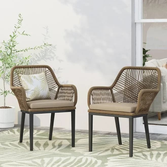 Christopher Knight Home Russel Outdoor Wicker Dining Chair with Cushion (Set of 2)