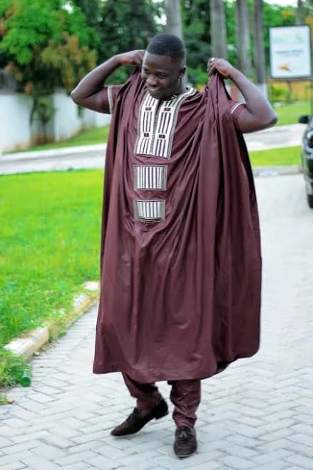 Brown and Ivory Agbada Babariga 3 Pcs African Men's Clothing African Fashion Men - Brown - 100% Cotton - 3XL