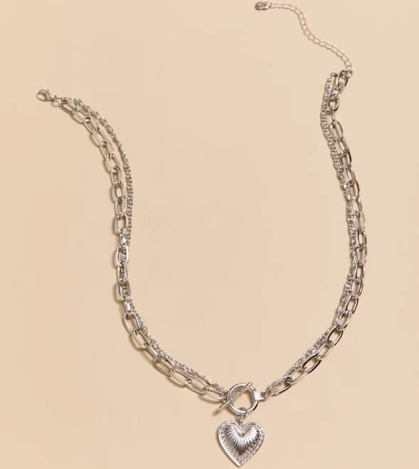 Francesca's Natalie Layered Heart Pendant Necklace