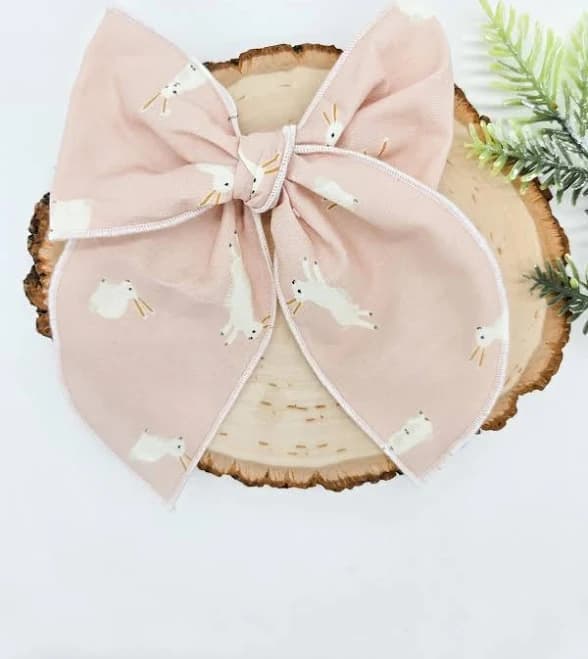 Pink Bunny Cotton Hair Bow